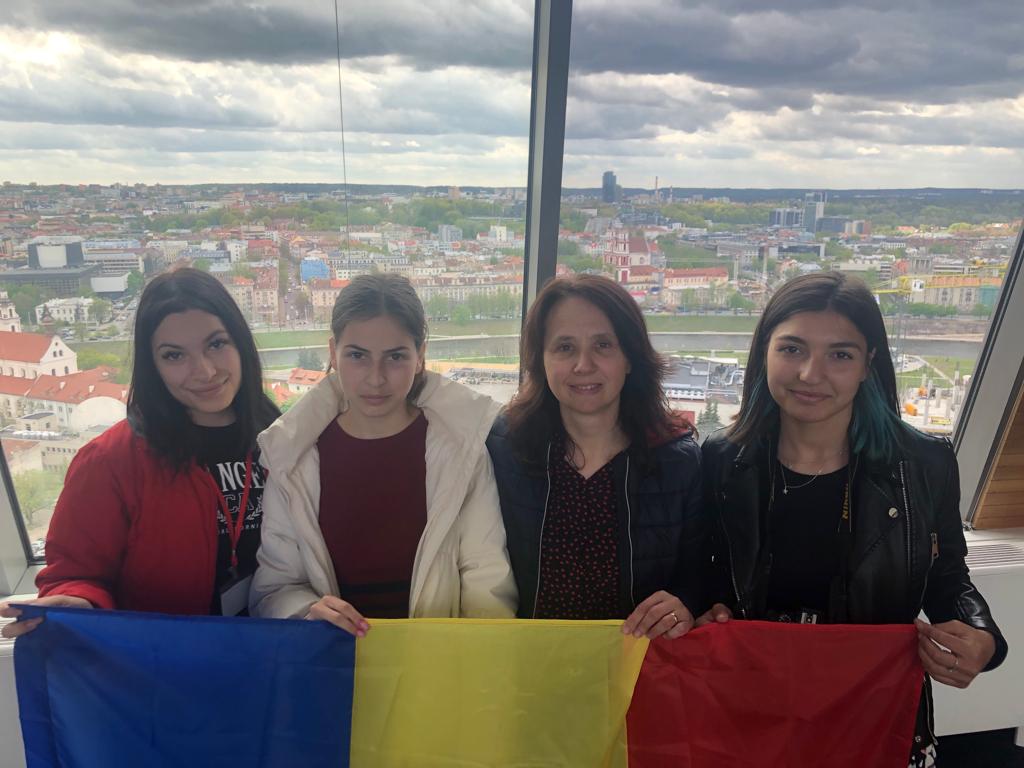 romanian students in the tv tower in vilnius